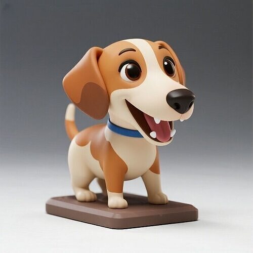 1078  Colorful Laughing   Galgo Dog  on Base  pug 3D print model