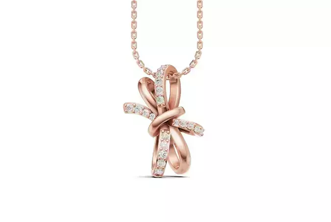 Ribbon Pendant Diamond Twist Bow Charm 3D print model
