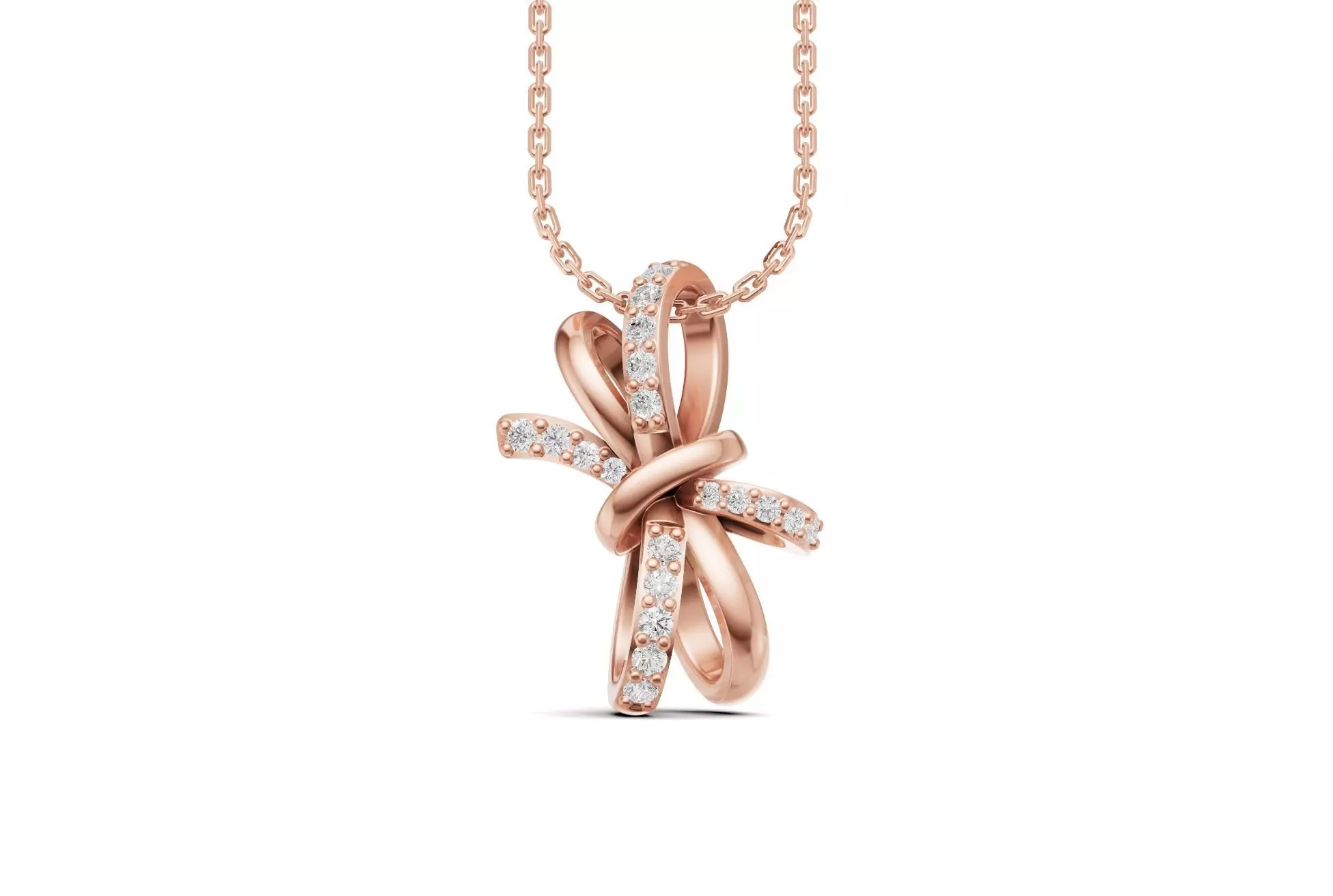 Ribbon Pendant Diamond Twist Bow Charm 3D print model