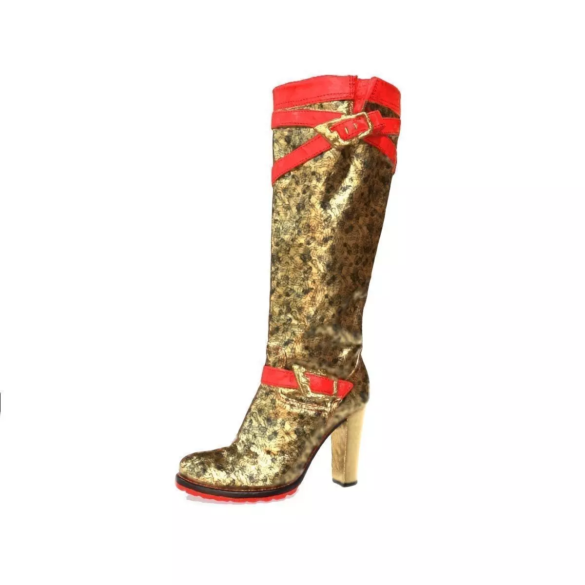 Red and Gold Game Ready Shoe Asset Low-poly 3D model_0