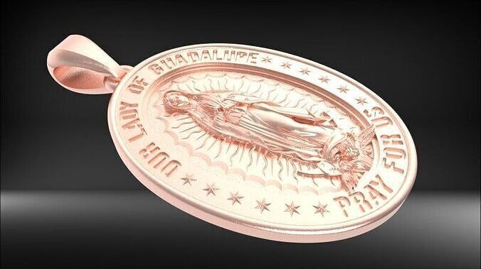 Guadalupe Medallion Necklace Pendant Charm Jewelry  3D print model