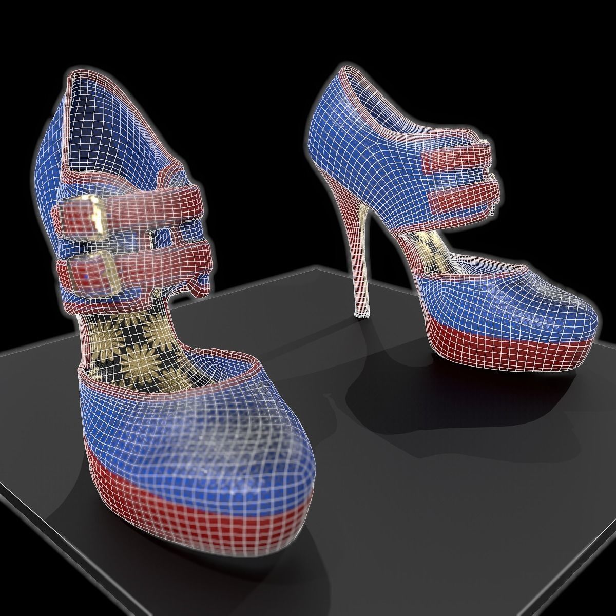 Red and Blue Game Ready Shoe Asset Low-poly 3D model_4