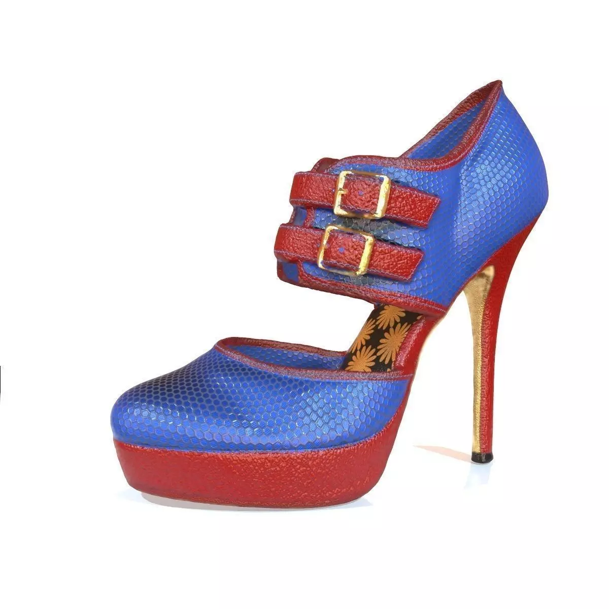 Red and Blue Game Ready Shoe Asset Low-poly 3D model_0