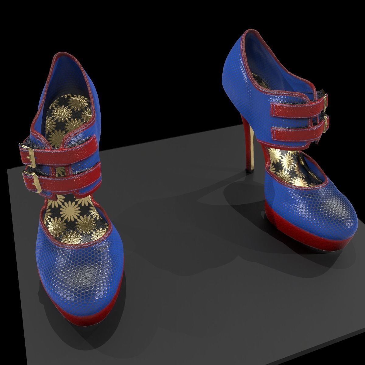 Red and Blue Game Ready Shoe Asset Low-poly 3D model_5