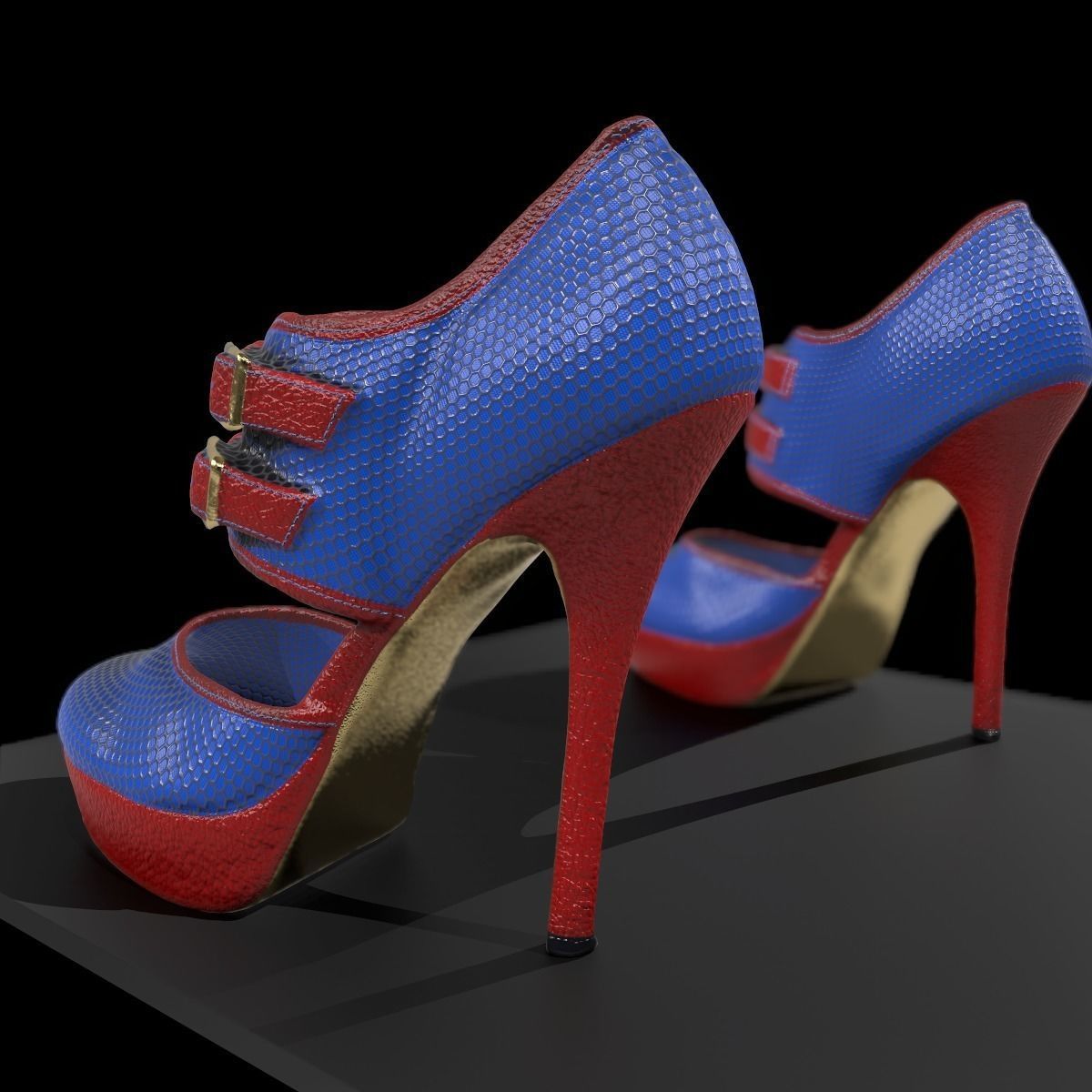 Red and Blue Game Ready Shoe Asset Low-poly 3D model_2