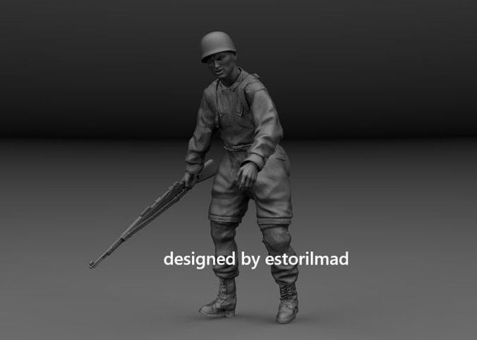WW2 GERMAN PARATROOPER FALLSCHIRMJAGER v2 3D print model