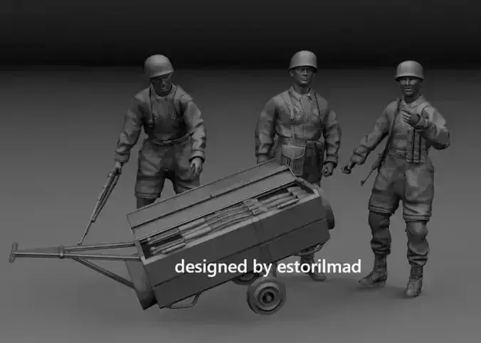 WW2 GERMAN PARATROOPERS FALLSCHIRMJAGER WITH SHIPPING CONTAINER 3D print model