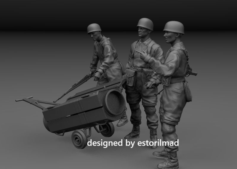 WW2 GERMAN PARATROOPERS FALLSCHIRMJAGER WITH SHIPPING CONTAINER 3D print model_1