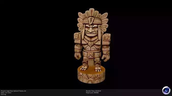 High Poly Stylized Totem