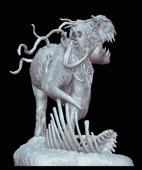 VenomSaurus Rex - Venom Spiderman Symbiote - Marvel Statue 3D print model_9