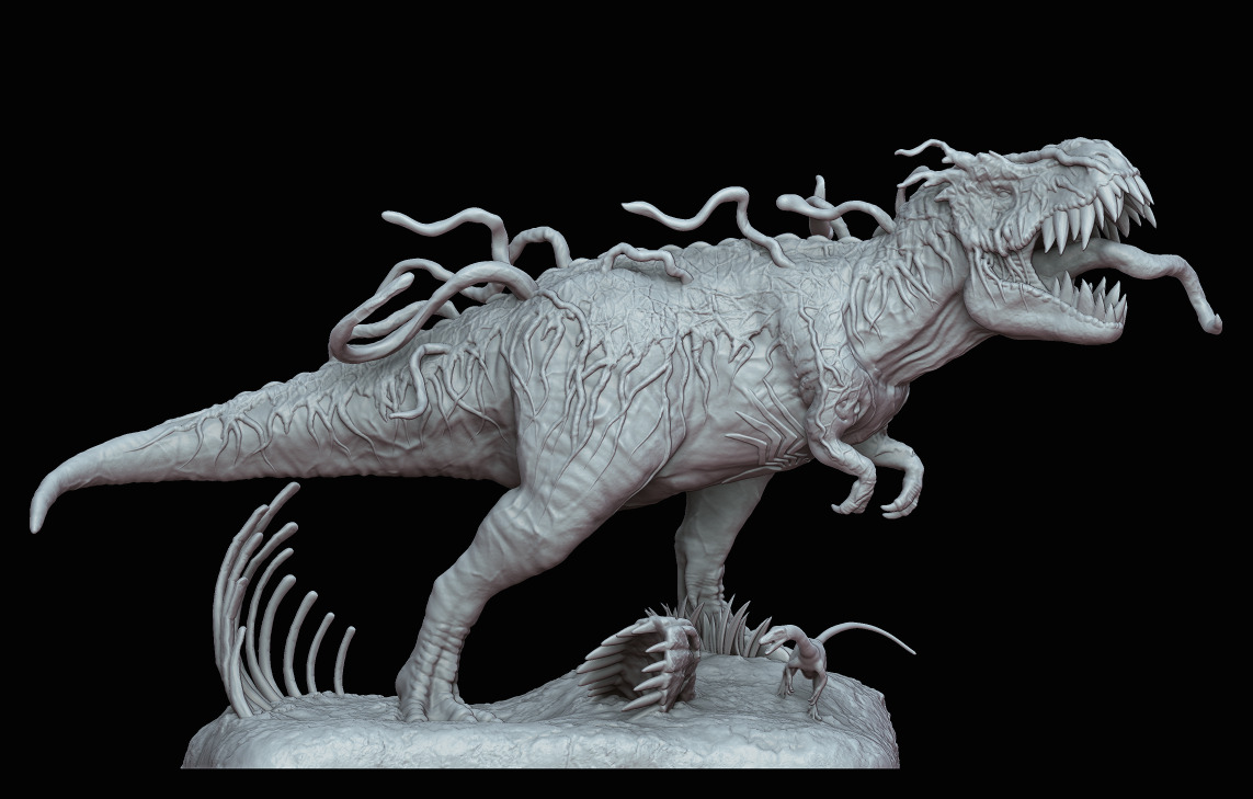 VenomSaurus Rex - Venom Spiderman Symbiote - Marvel Statue 3D print model_3