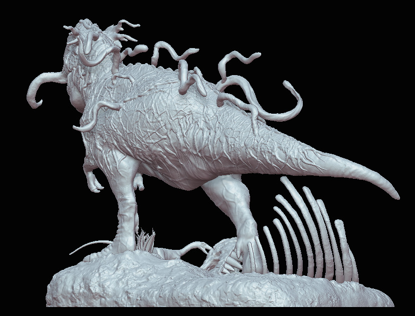 VenomSaurus Rex - Venom Spiderman Symbiote - Marvel Statue 3D print model_8