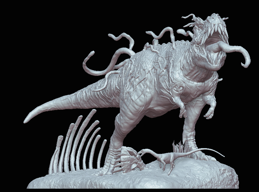 VenomSaurus Rex - Venom Spiderman Symbiote - Marvel Statue 3D print model_4