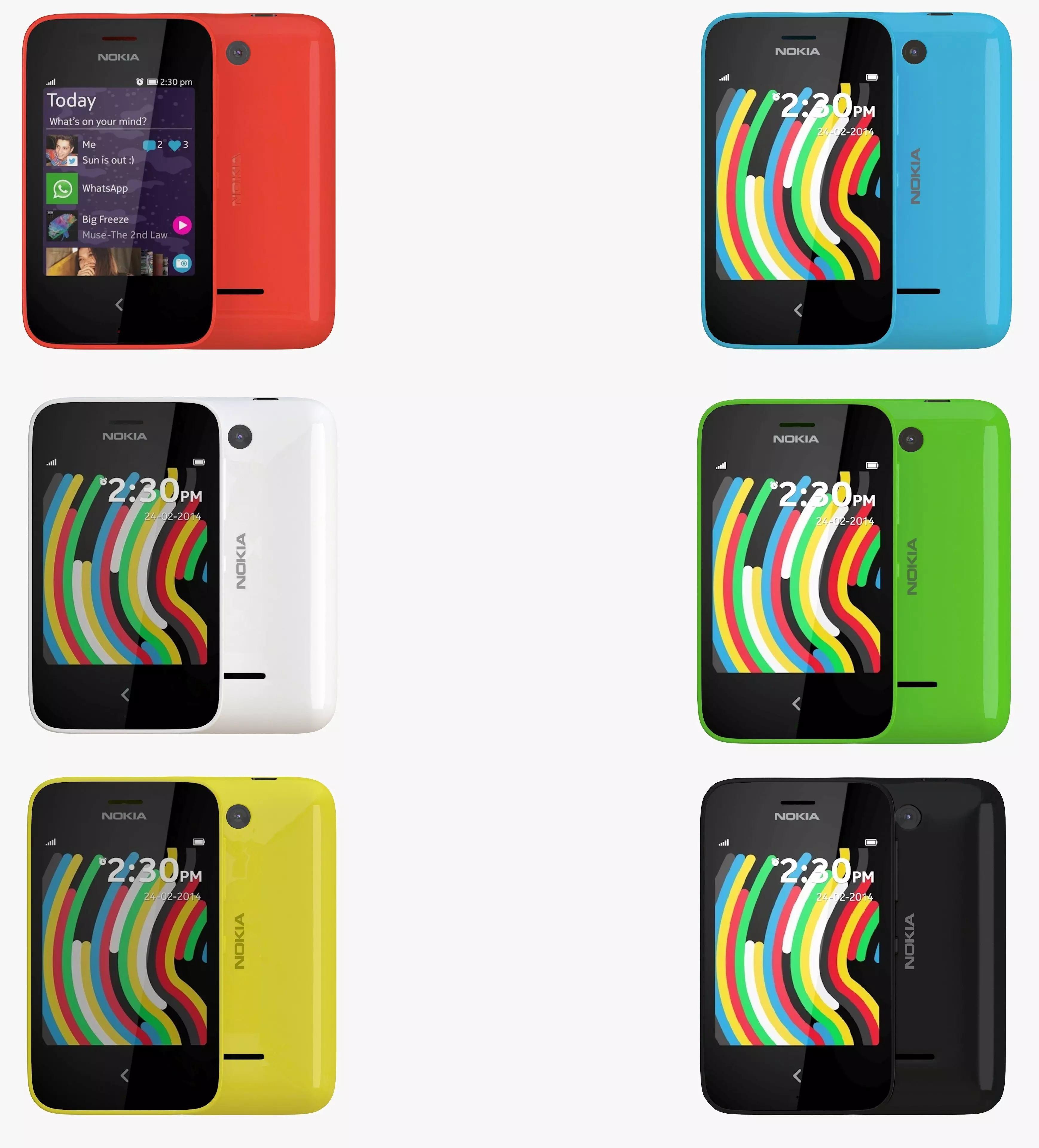 Nokia Asha 230 all color 3D model_0