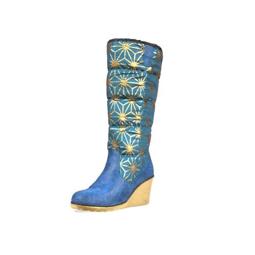 Gold and Blue Boots Game Ready Shoe Asset Low-poly 3D model