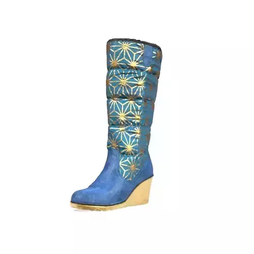 Gold and Blue Boots Game Ready Shoe Asset