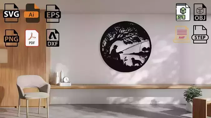 Fishing Silhouette Wall Decor