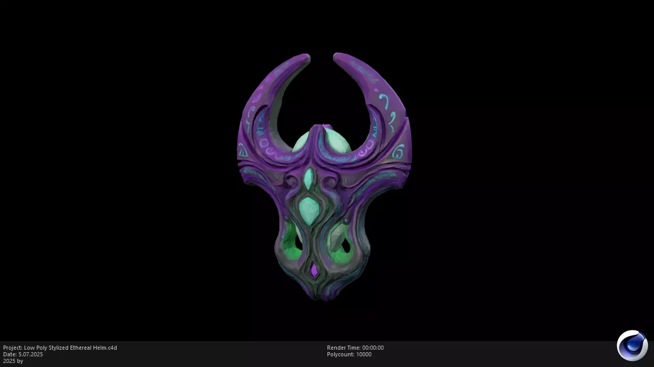 Low Poly Stylized Ethereal Helm Low-poly 3D model