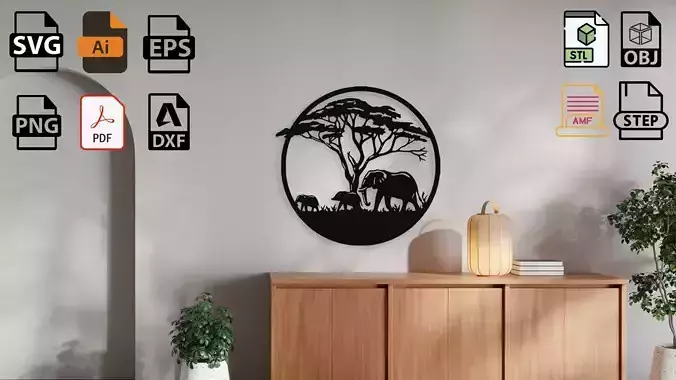 African Sunset Wall Decor 3D print model