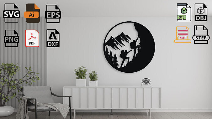 Mountain Climbers Wall Decor 3D print model
