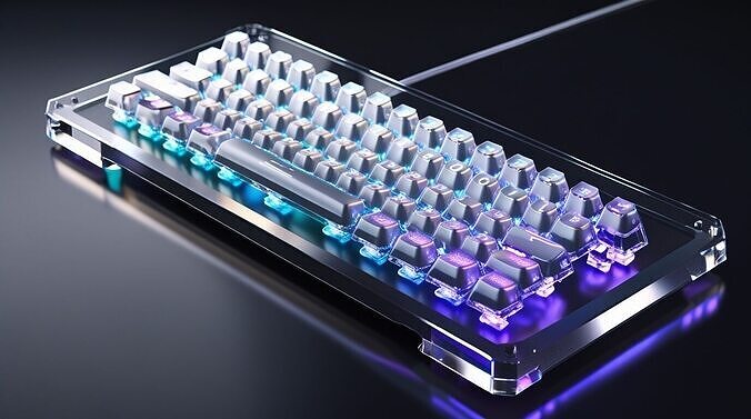 Futuristic Transparent RGB Mechanical Keyboard 3D Model  3D print model