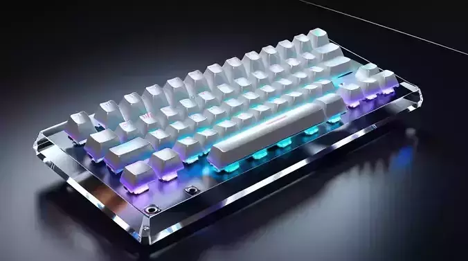 Futuristic Transparent RGB Mechanical Keyboard 3D Model  3D print model