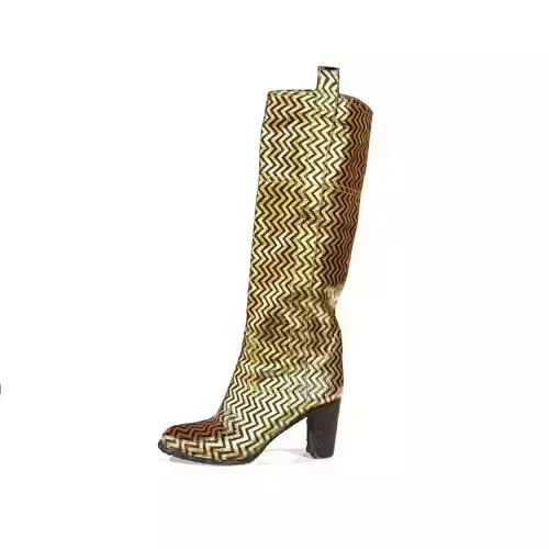 Golden Zigzag Boots Game Ready Shoe Asset