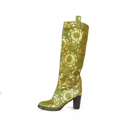 Green Leather boots Game Ready Shoe Asset