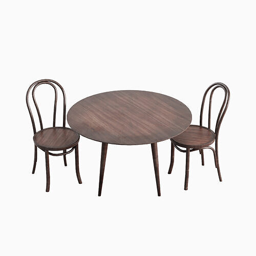 Thonet Table Set 01 Low-poly 3D model