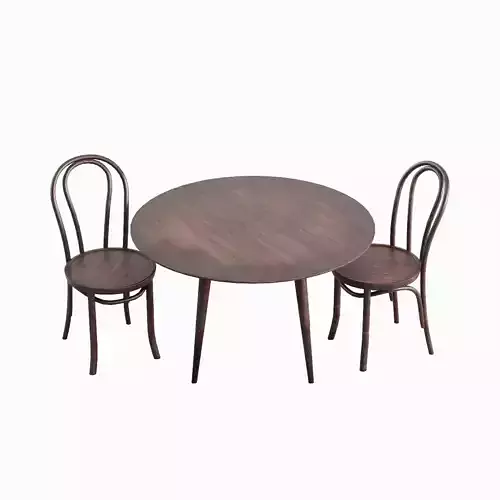 Thonet Table Set 01 Low-poly 3D model
