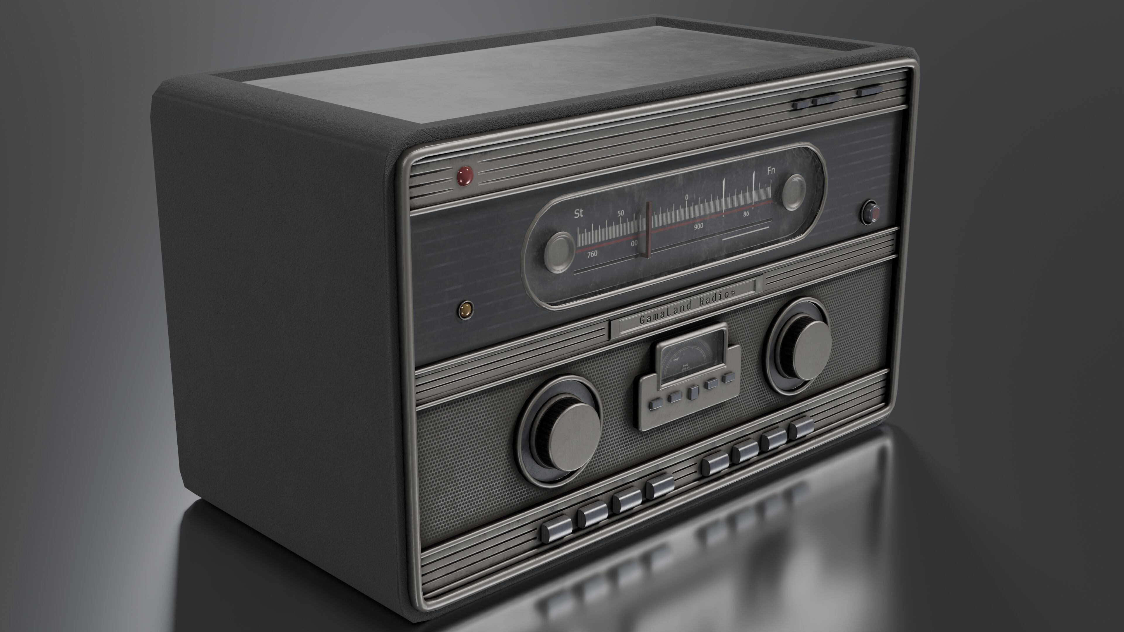 Old Radio Low-poly 3D model_2