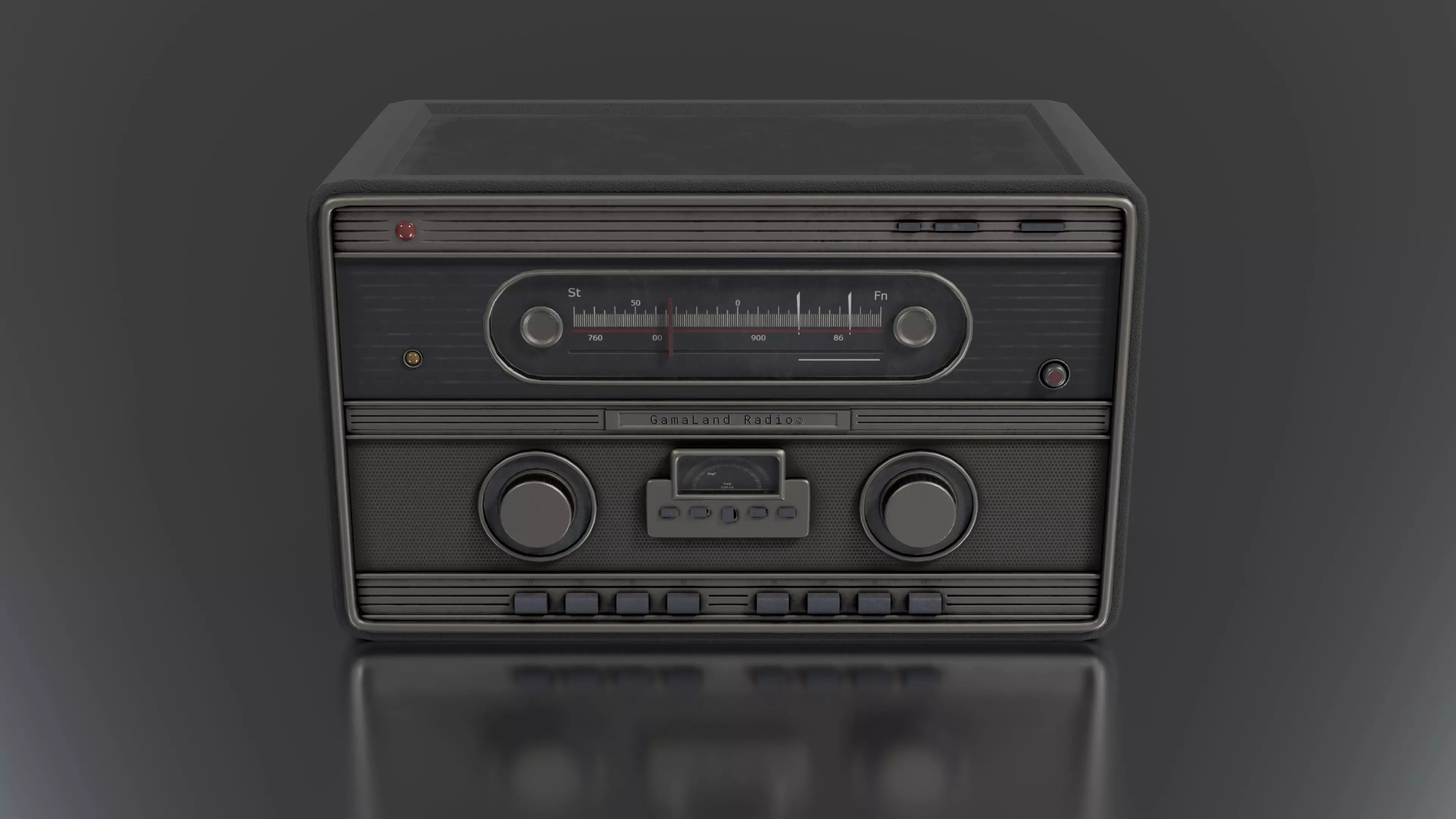Old Radio Low-poly 3D model_0