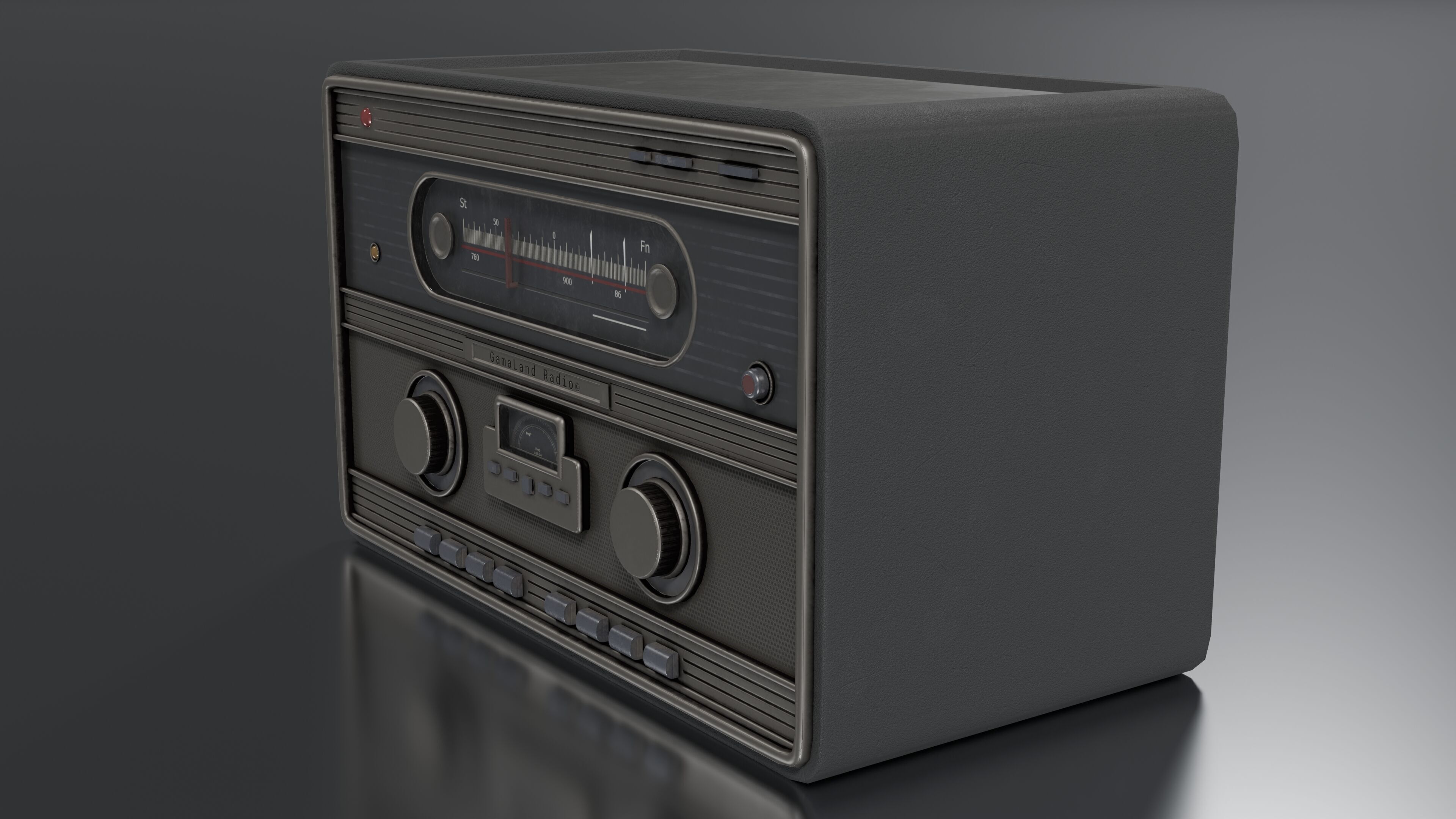 Old Radio Low-poly 3D model_3