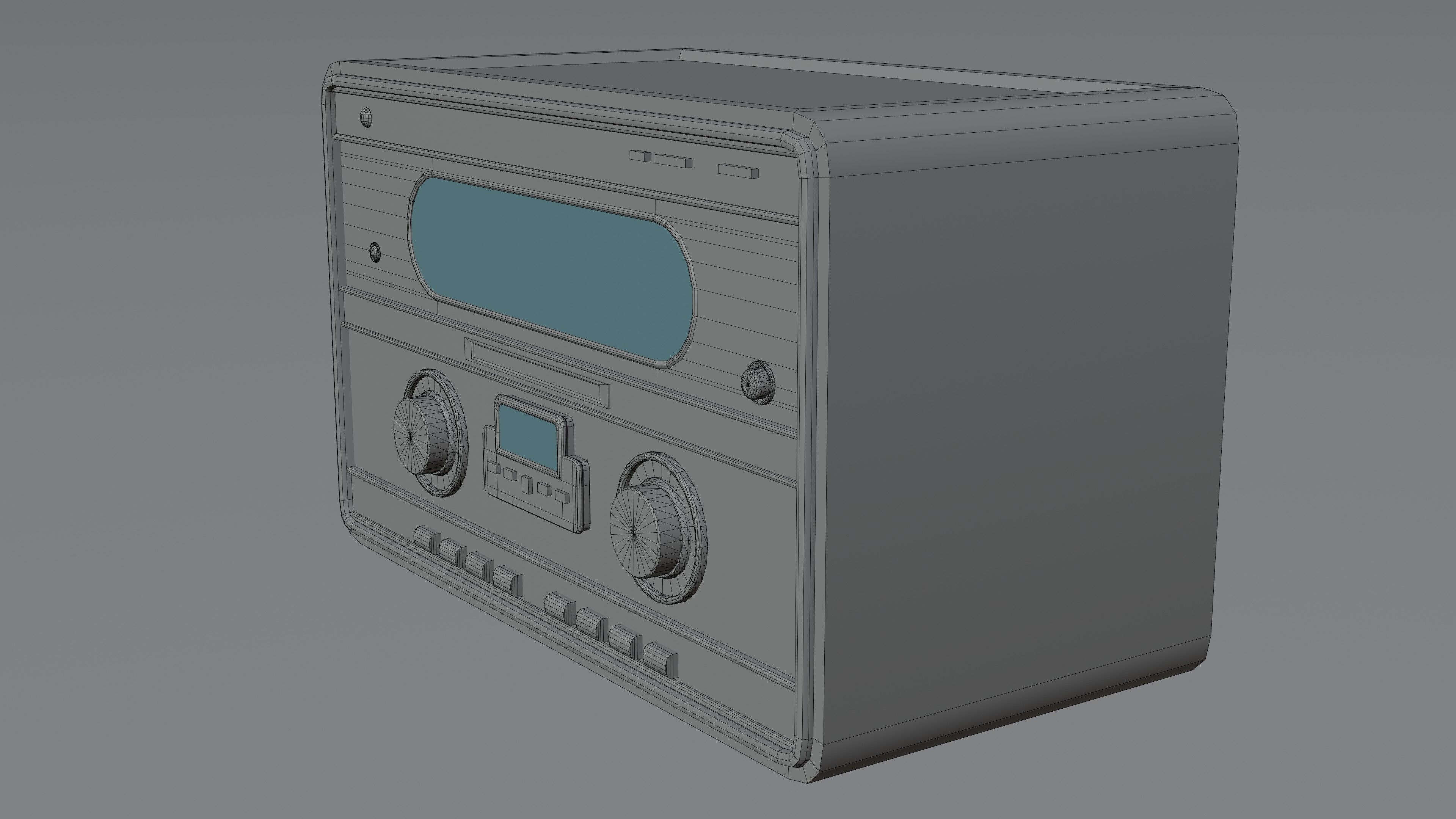 Old Radio Low-poly 3D model_7