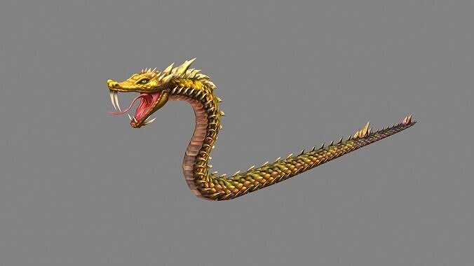 Golden Python - Venomous snake Low-poly 3D model