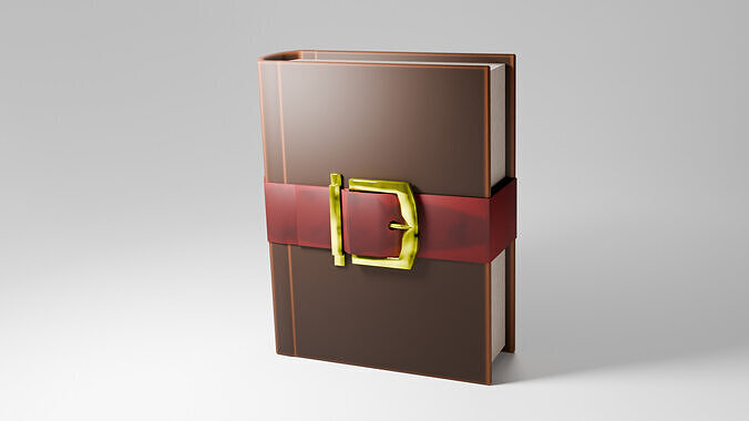 Stylized Leather Magic Book with Gold Buckle Game Ready 3D Asset Low-poly 3D model