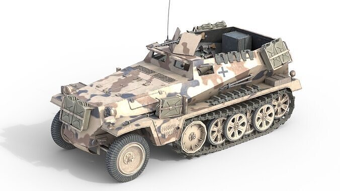 Sd Kfz 250 Half Track Armored Personnel Carrier Low-poly 3D model