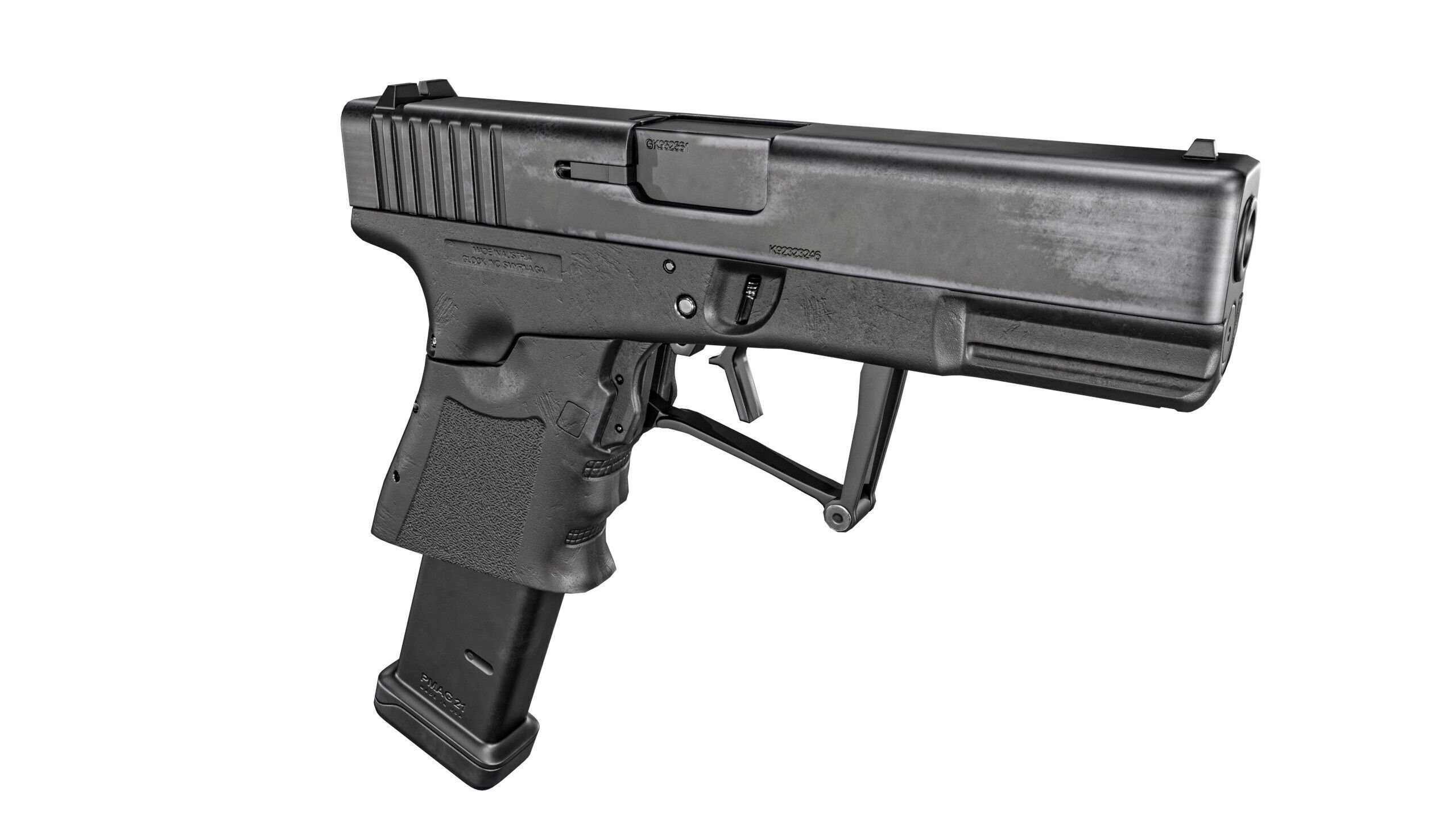 Full Conceal Folding GLOCK 19 Low-poly 3D model_9