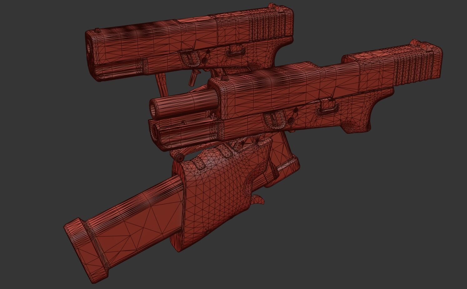 Full Conceal Folding GLOCK 19 Low-poly 3D model_36