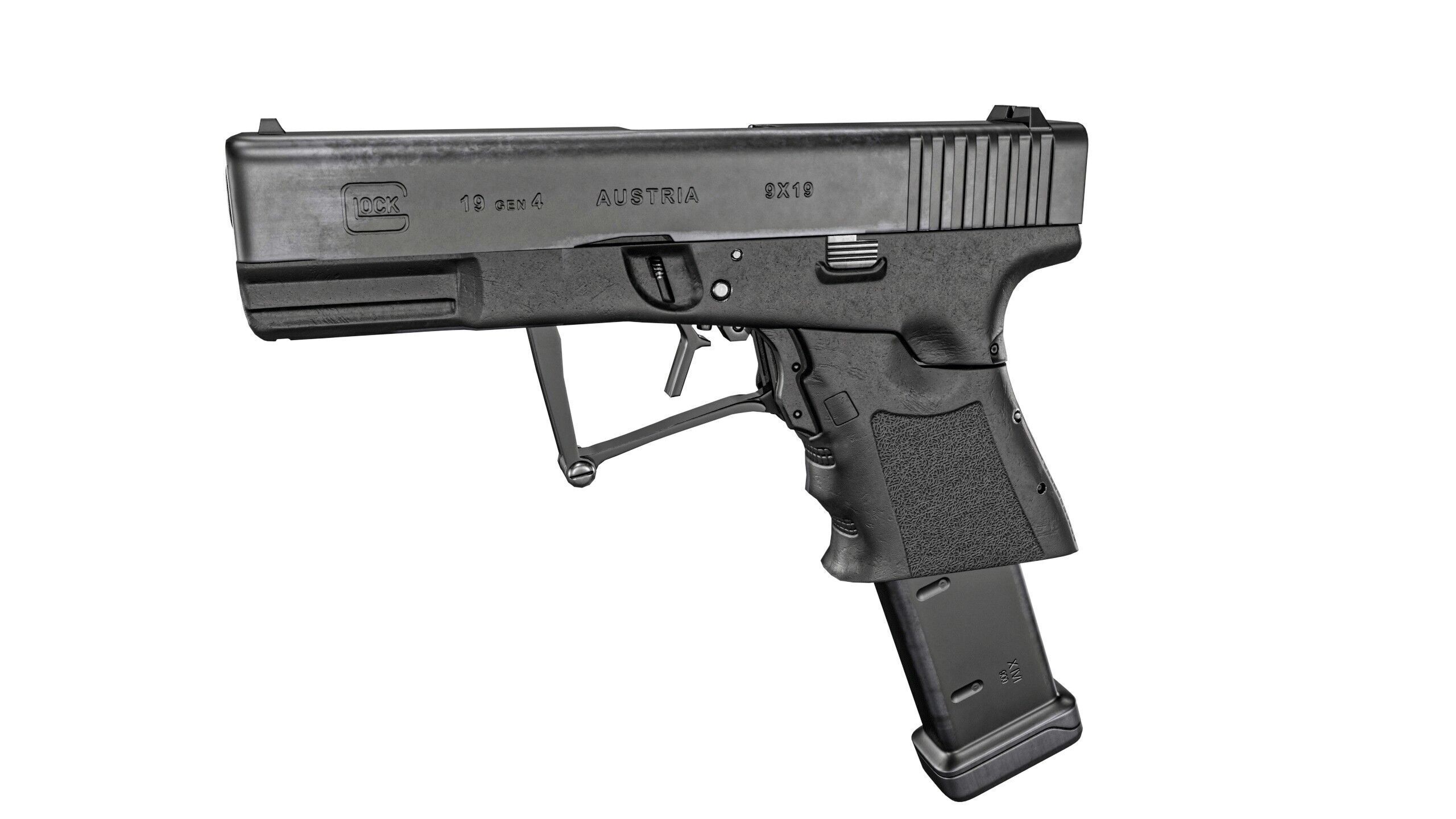 Full Conceal Folding GLOCK 19 Low-poly 3D model_8