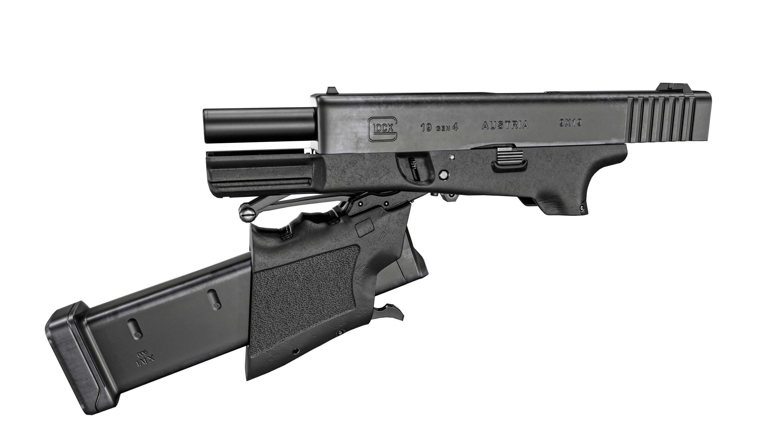 Full Conceal Folding GLOCK 19 Low-poly 3D model_20