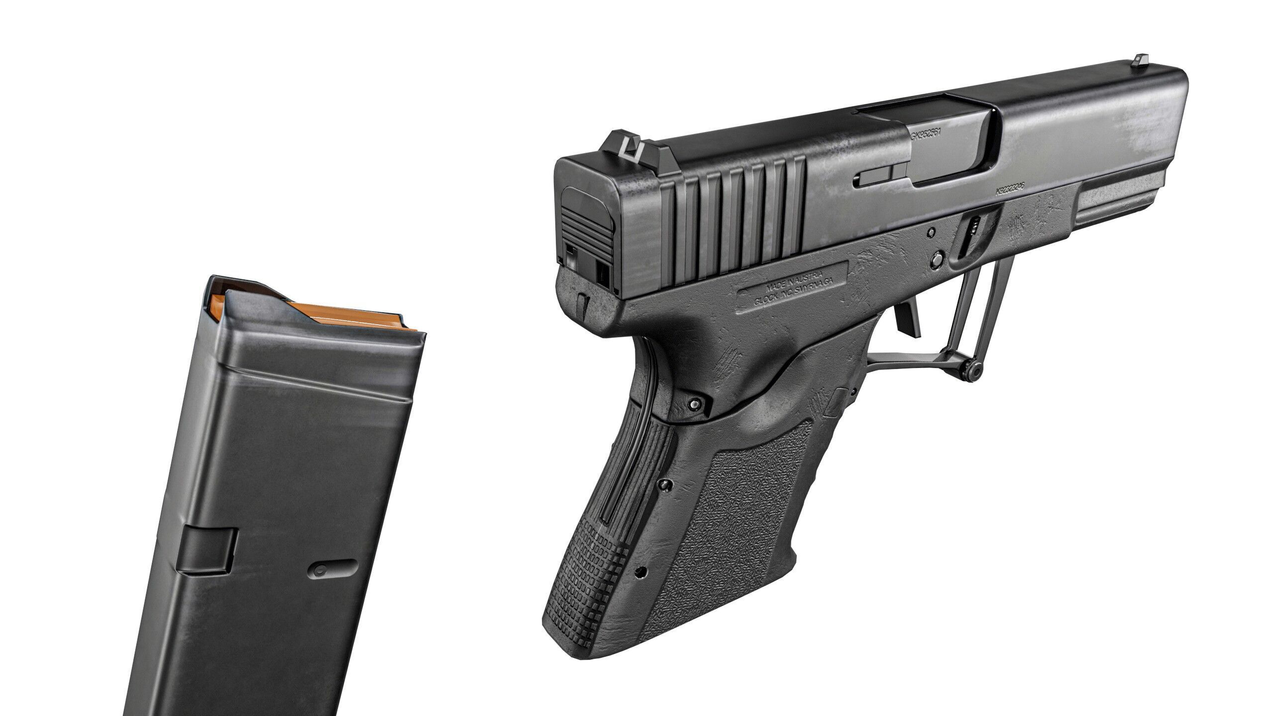 Full Conceal Folding GLOCK 19 Low-poly 3D model_11