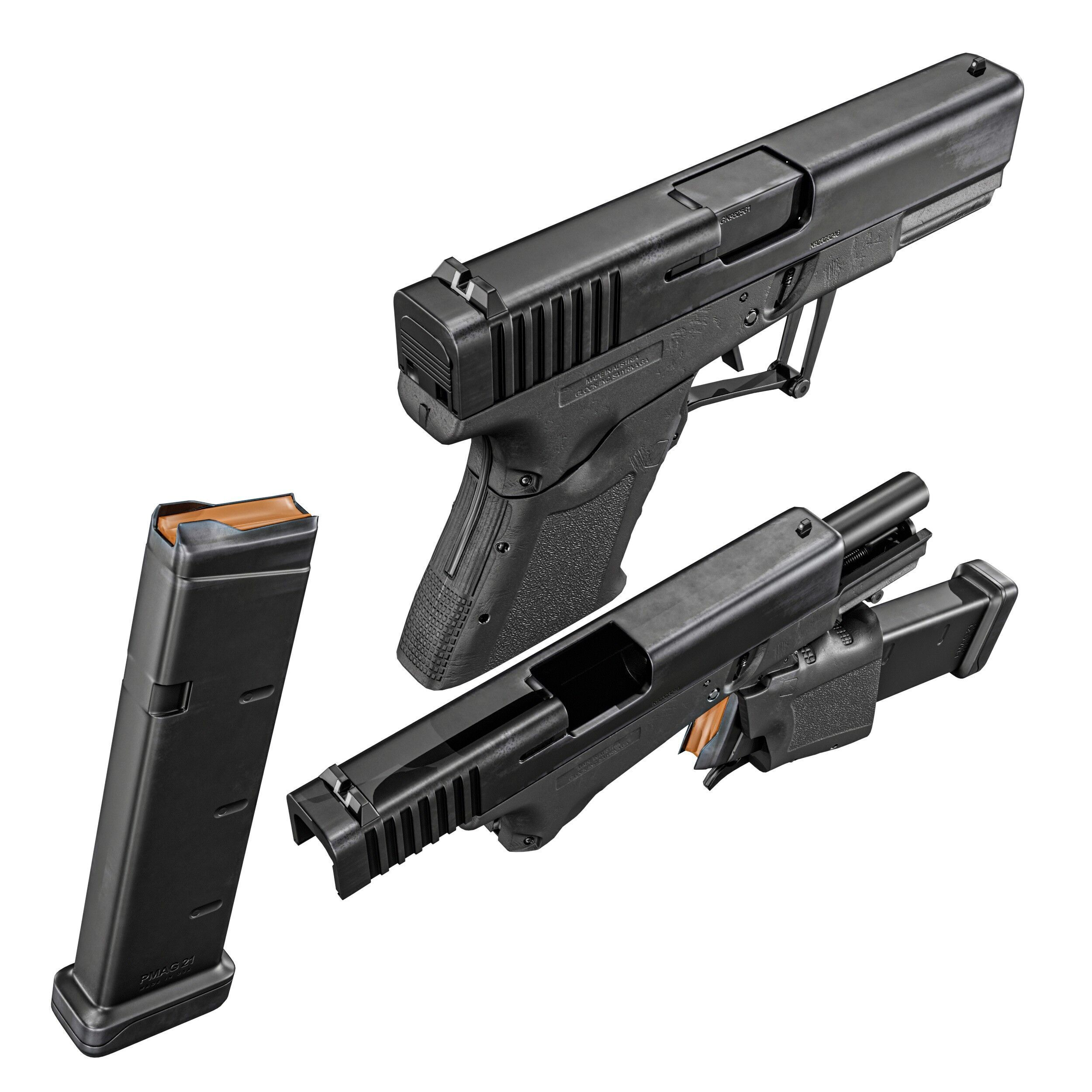 Full Conceal Folding GLOCK 19 Low-poly 3D model_4