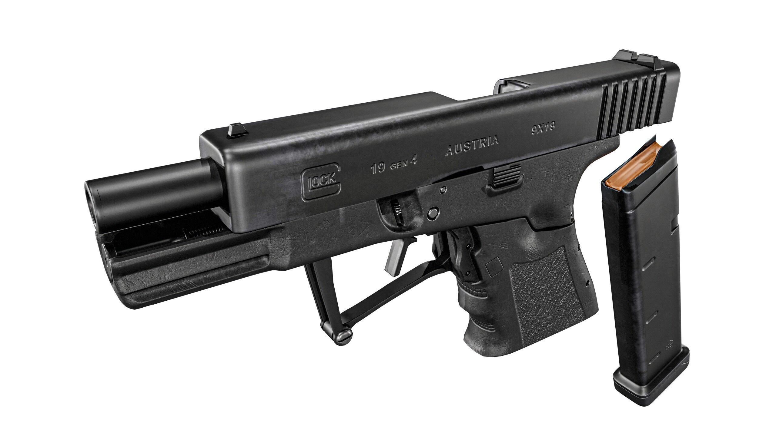 Full Conceal Folding GLOCK 19 Low-poly 3D model_15