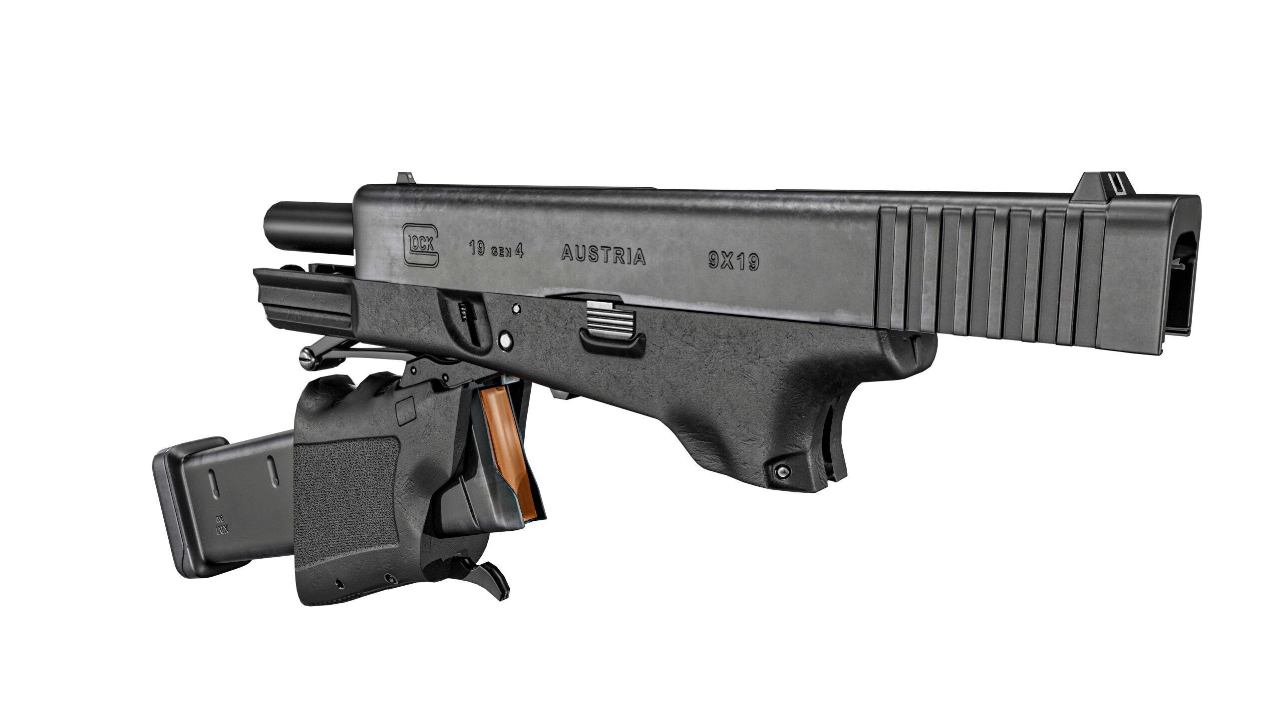 Full Conceal Folding GLOCK 19 Low-poly 3D model_29