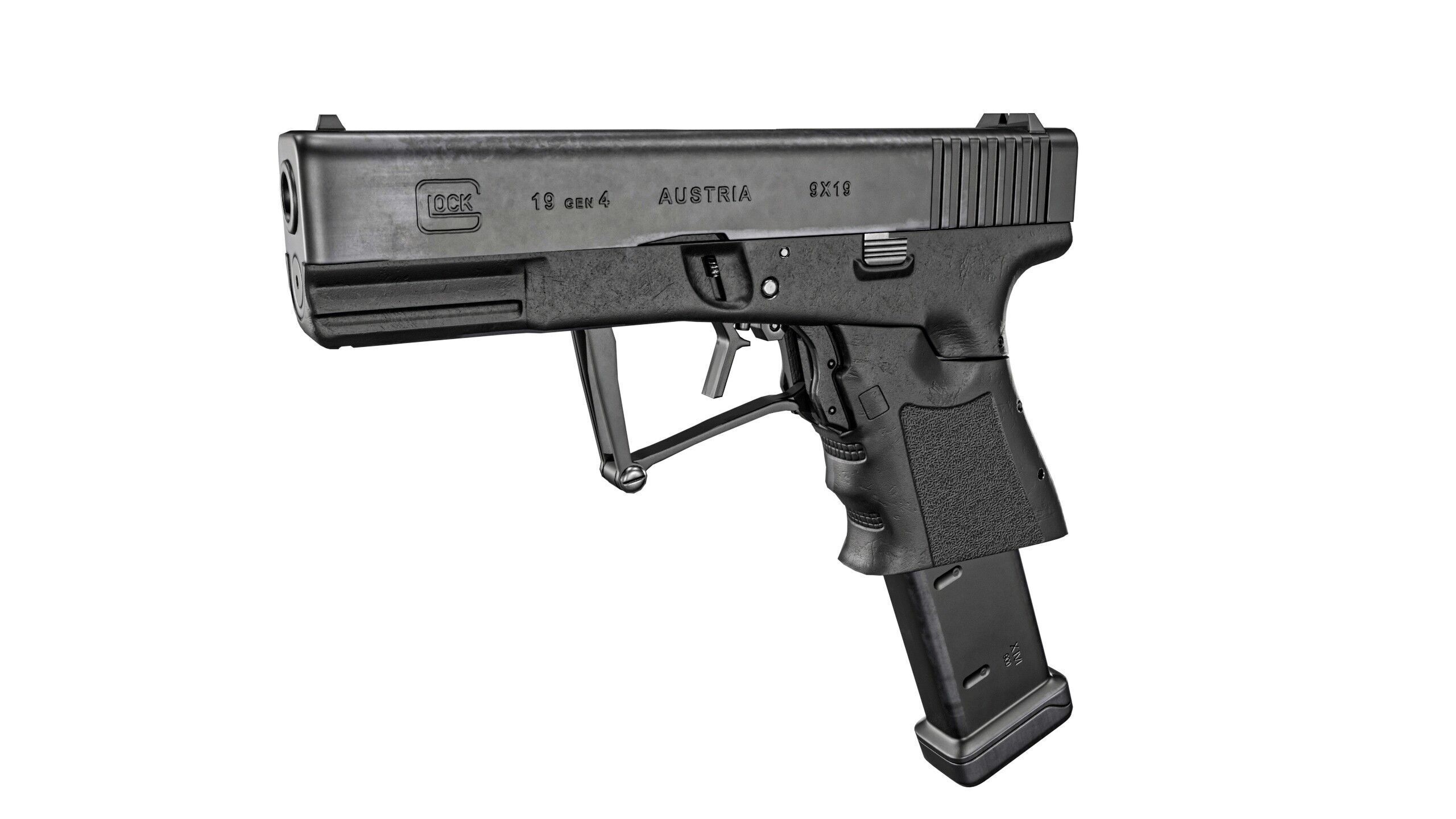 Full Conceal Folding GLOCK 19 Low-poly 3D model_3