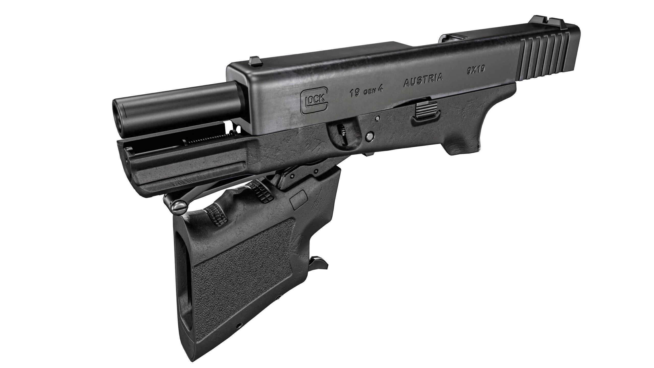 Full Conceal Folding GLOCK 19 Low-poly 3D model_23