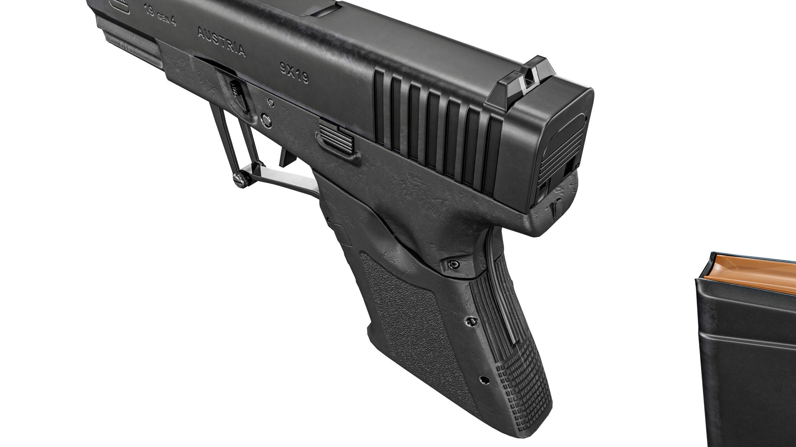 Full Conceal Folding GLOCK 19 Low-poly 3D model_14