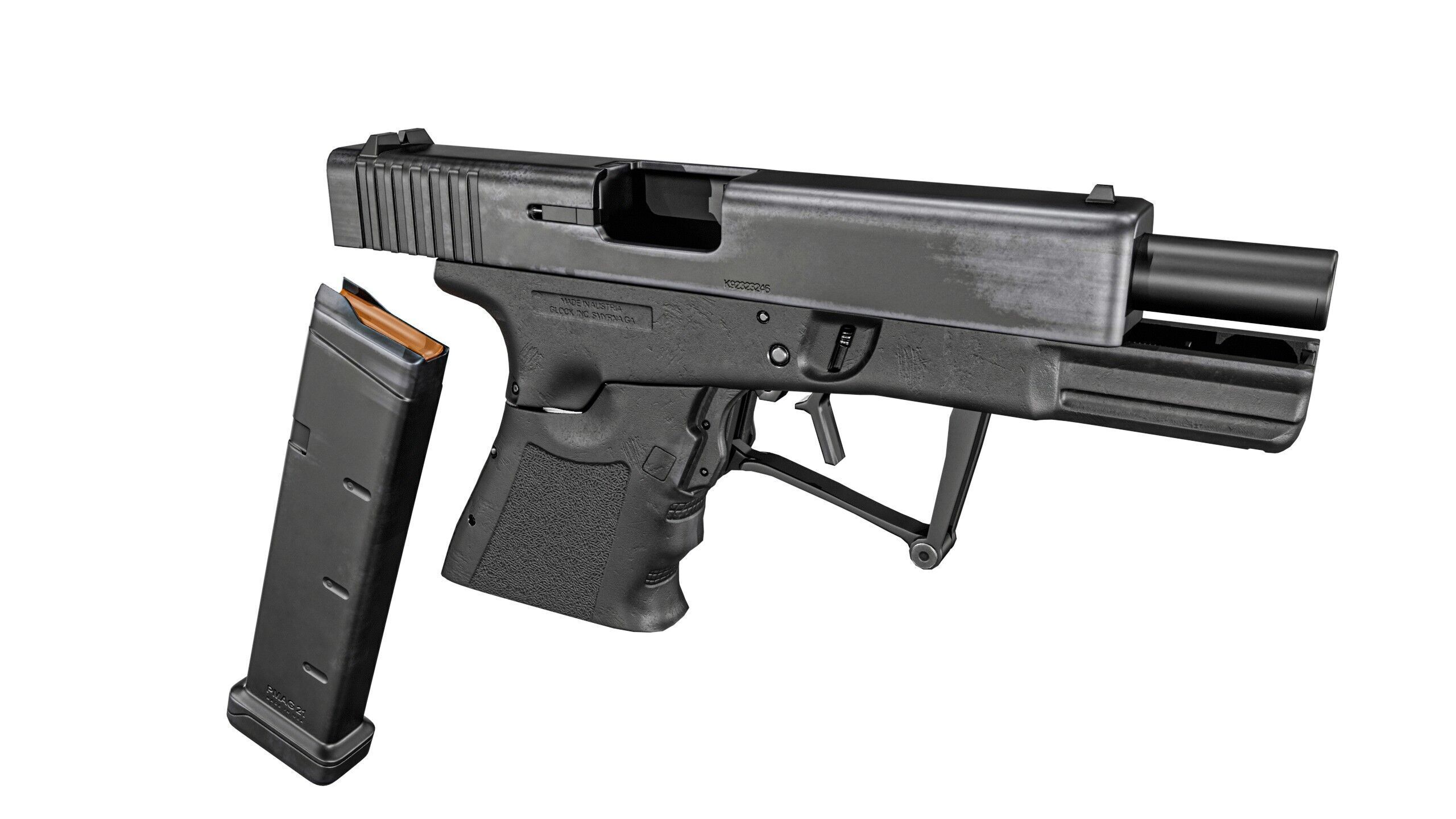 Full Conceal Folding GLOCK 19 Low-poly 3D model_12