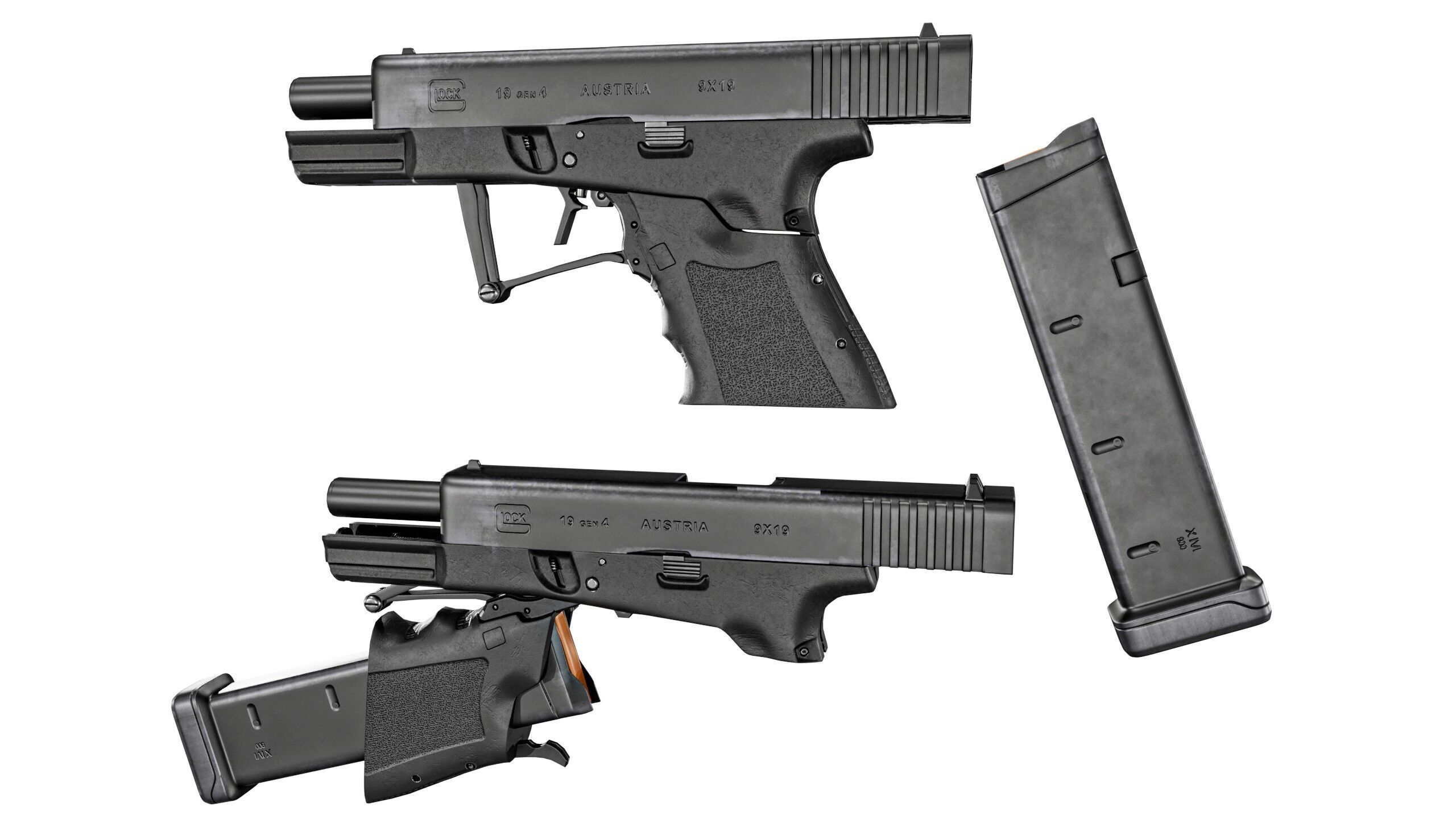 Full Conceal Folding GLOCK 19 Low-poly 3D model_25